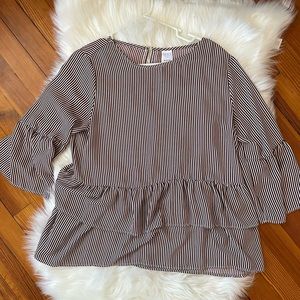 Super cute burgundy and cream stripe boho chic top.